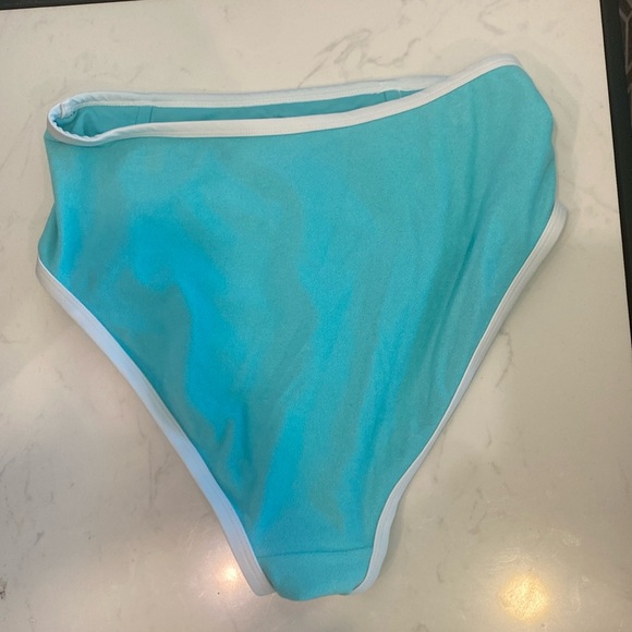 Kona Sol Terry turquoise High Waist High Leg bikini bottom medium NWT - Picture 2 of 6